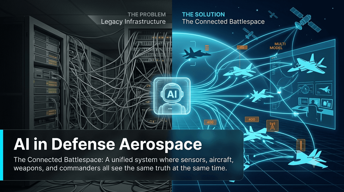 AI in Defense Aerospace — connected battlespace concept